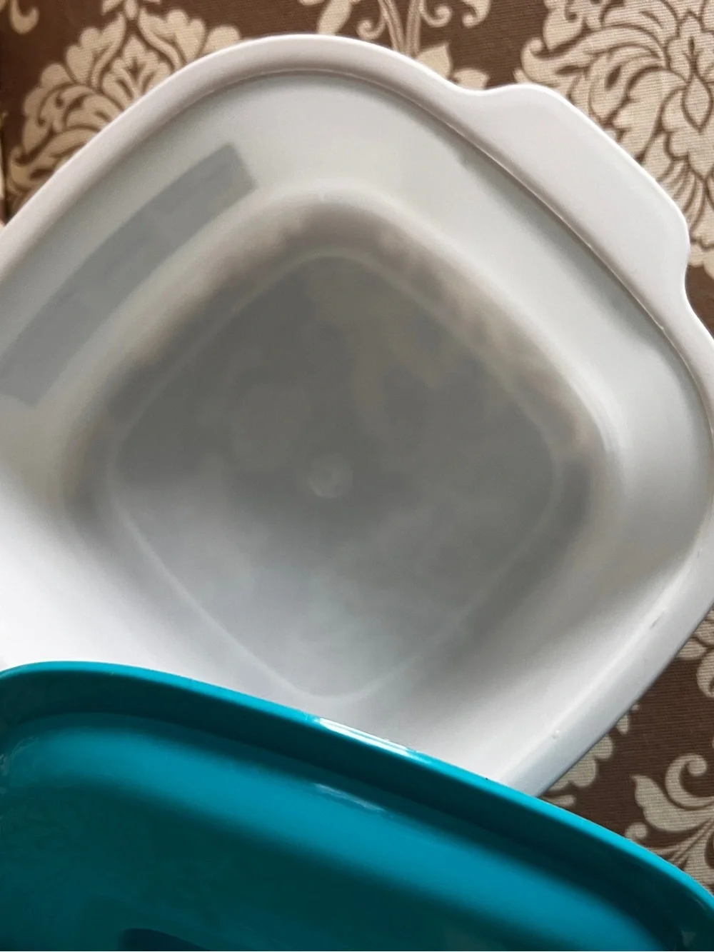 New Set of 2 Floral Food Storage Containers 1.5 Qt Retro Turquoise Lids